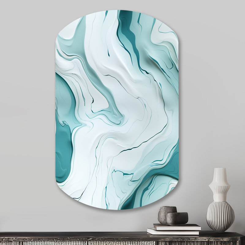 Harmonie de marbre zen vert clair - Art abstrait en métal marbré de forme irrégulière, H 31 po x l 19 po