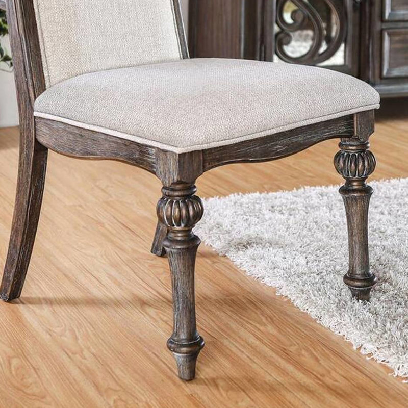 Ensemble de salle à manger élégant de 5 pièces avec table ronde et 4 chaises, style rustique, placage en bois massif fini naturel, chaises