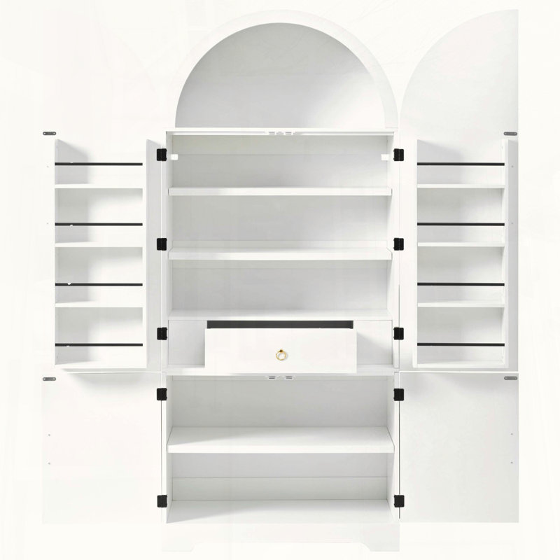 Arched Fluted Kitchen Pantry Cabinet