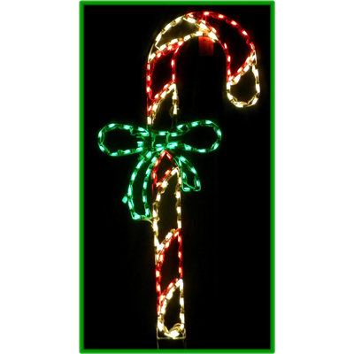 Candy Cane with Bow Christmas Lighted Display