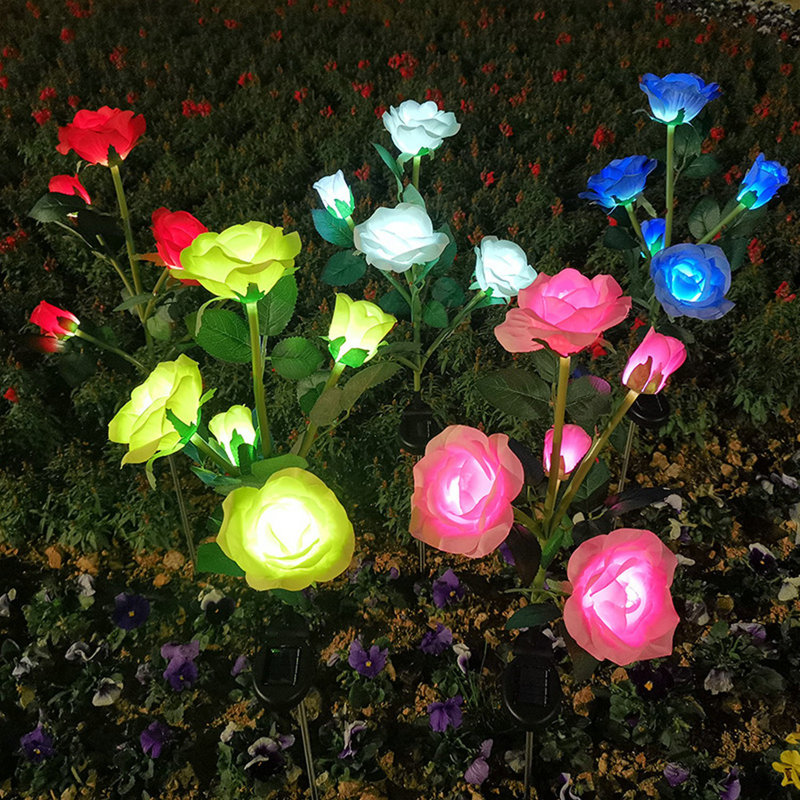 Lampe sur pied d'extérieur à énergie solaire intégrée 30 po à DEL, Rose