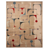 Mid Century Modern Hand Knotted Geometric Area Rug