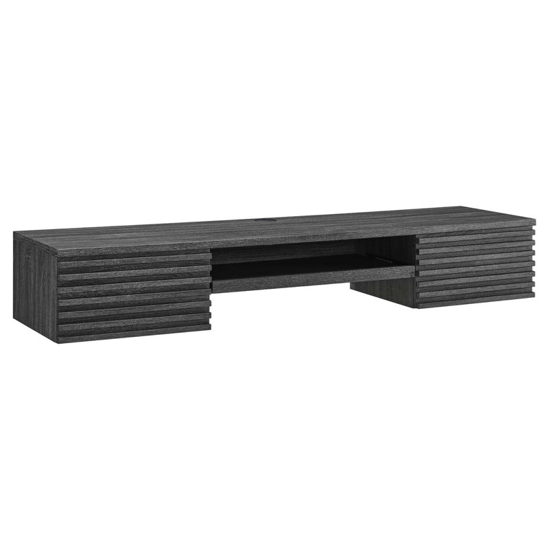 Modway Render Wall Mount Wood Office Desk, Charcoal