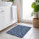 Machine Washable Indoor/Outdoor Snowflake Ho Ho Ho Xhevrie Navy Rug