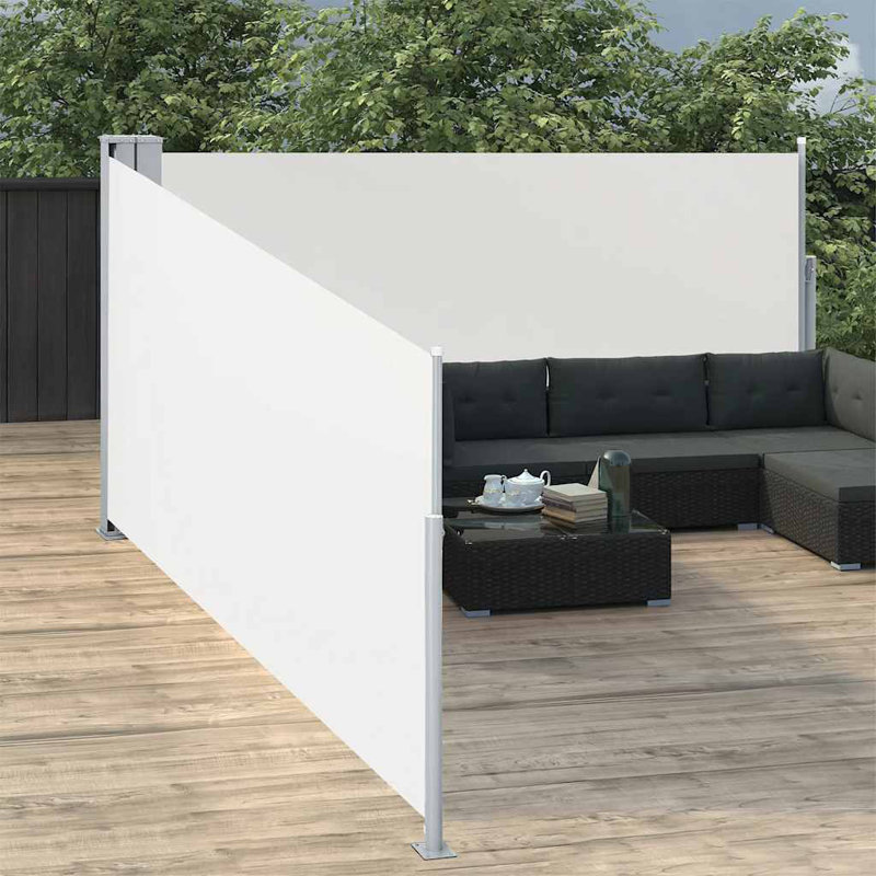 Paravent rétractable avec auvent pliant, Brun, H 39,4 po x l 393,7 po