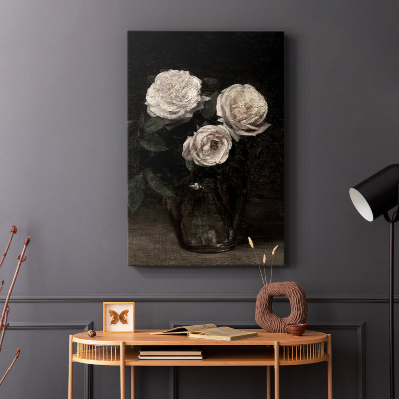 Motif floral rétro CCXI - Cavas enveloppés de galerie, H 36 po x l 24 po