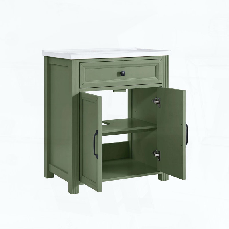 Ensemble de meuble-lavabo moderne 27,8 avec surface peinte, Green, 27.8"W