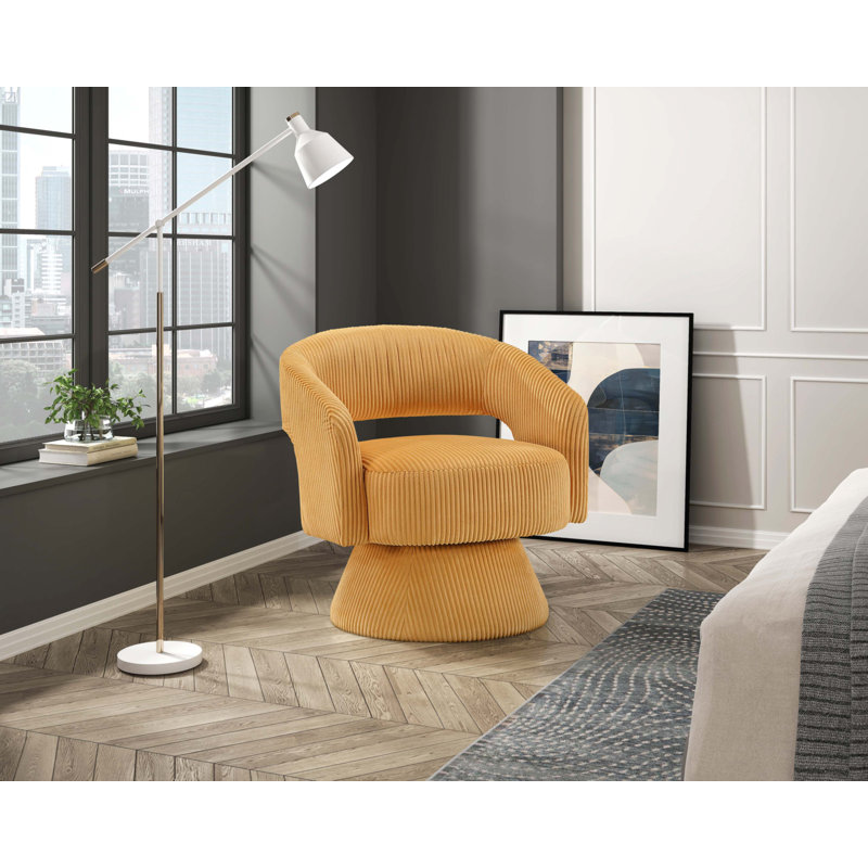 Fauteuil d'appoint pivotant moderne et luxueux, Jaune
