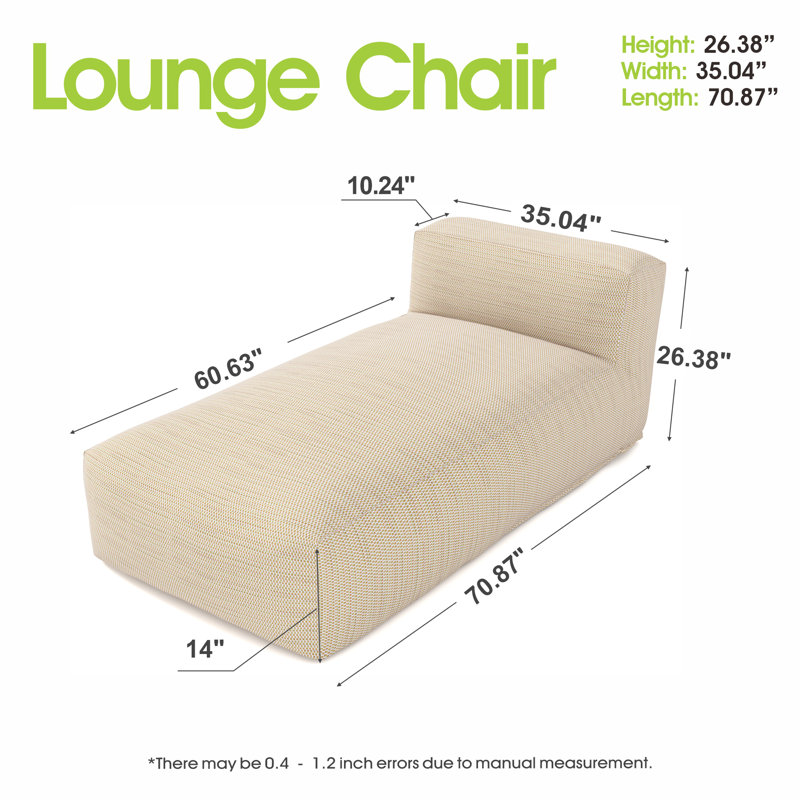 Adeen Outdoor Chaise Lounge , Cushion Included, Light Orange