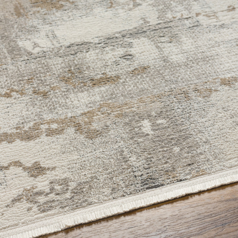 Everee Rectangle Machine Woven Polyester Area Rug in Beige/Gray, Rectangle 5'3" x 7'