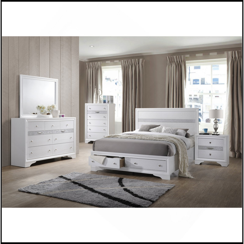 Lit standard avec rangement Minya, Très grand, Blanc