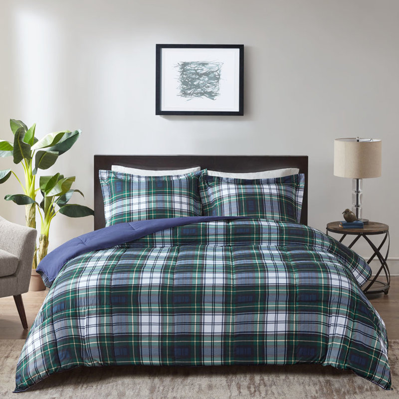 Édredon simple - Abat-jour en duvet synthétique bleu marine absorbant 3M, Édredon pour lit simple + 1 taie décorative stan