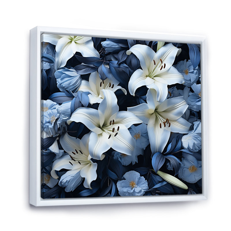 «White Lily», impression sur toile, H 24 po x l 24 po x P 1 po, Cadre flottant blanc