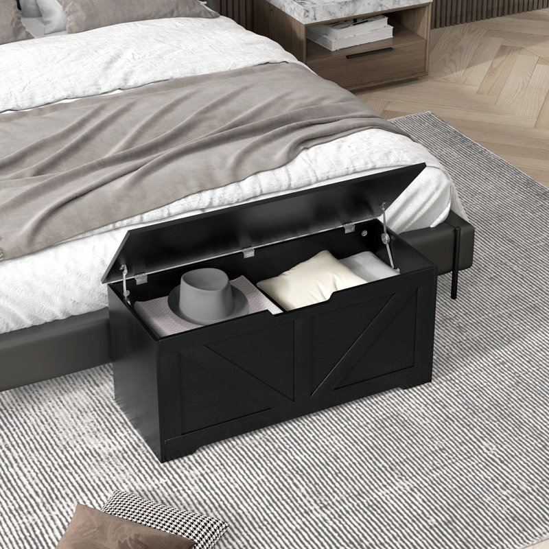 Coffre de rangement pour le salon, coffre à jouets en bois, l 39,4 po, Noir, noir, noir, noir