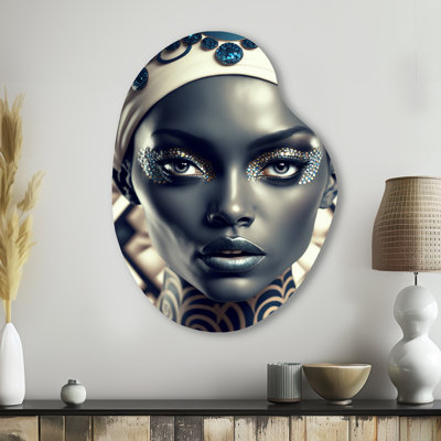 Belle femme rétro contemporaine africaine I - art mural asymétrique en forme de poire afro-américaine