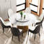 Table de salle à manger 59,5 "avec base en métal. Surface en marbre artificiel blanc. 6-8 personnes. Plateau tournant 31,5". To To Embrittlement Table ronde, base, plateau, sièges, disque rotatif, fissure-1975235860