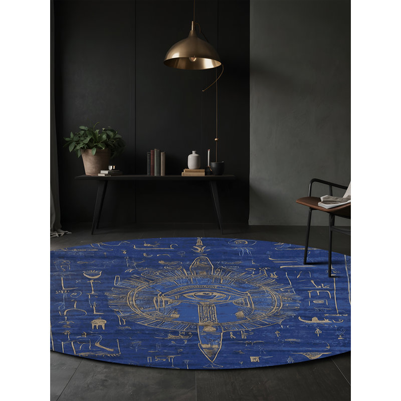 Machine Washable Gray Area Rug, Round 4'