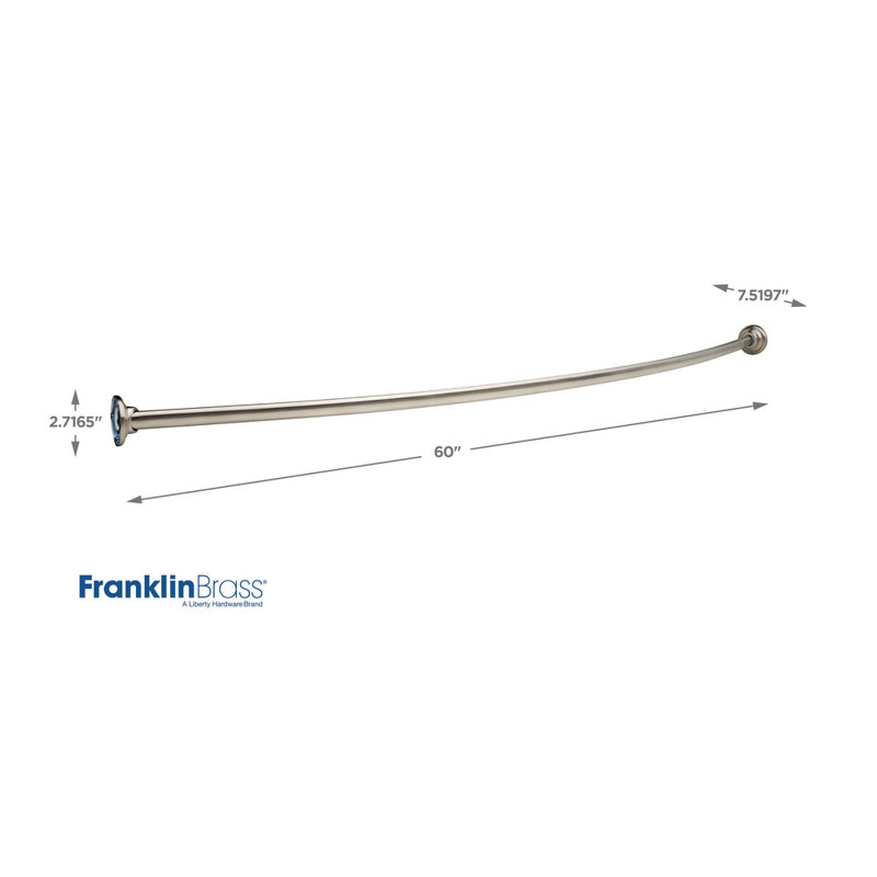 60" Curved Fixed Shower Curtain Rod, Stainless Steel