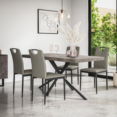 Beaudreult 160cm Dining Table Set with 4 Monza Linen Chairs