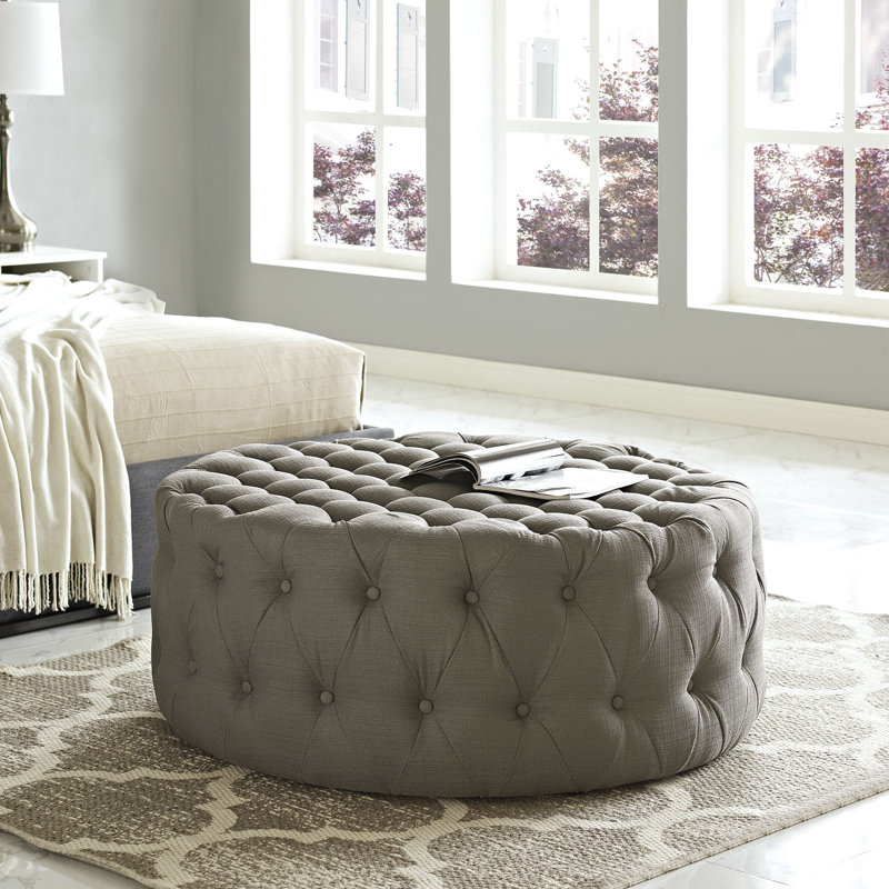 Modway Copper Grove Harrison Blue Amour Fabric Ottoman, Granite