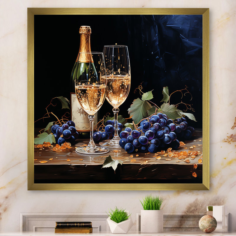 Champagne Christmas Celebration III - reproduction sur toile, Cadre doré à une seule photo, H 36 po x l 36 po x P 1,5 po