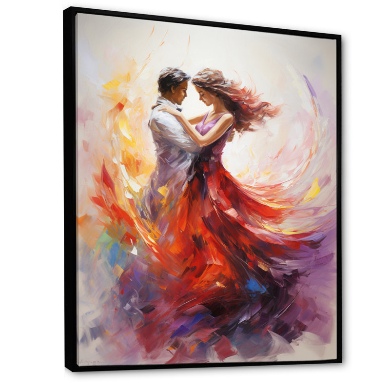 Soulful Dancing IV - Décoration murale de divertissement, H 40 po x l 30 po x P 1,5 po, Cadre flottant noir