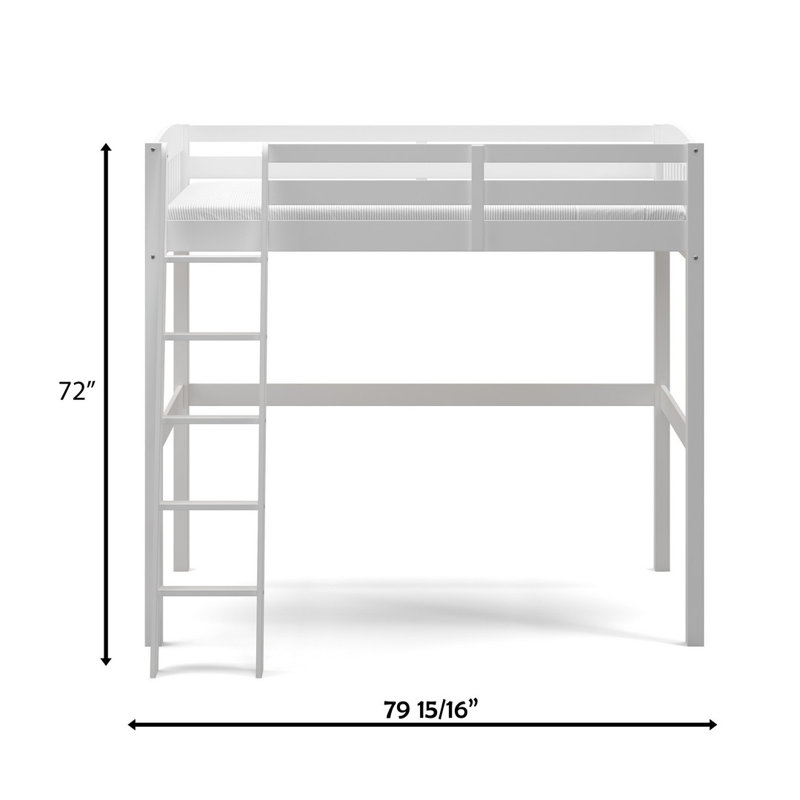 Jahliah Kids Twin Loft Bed, White
