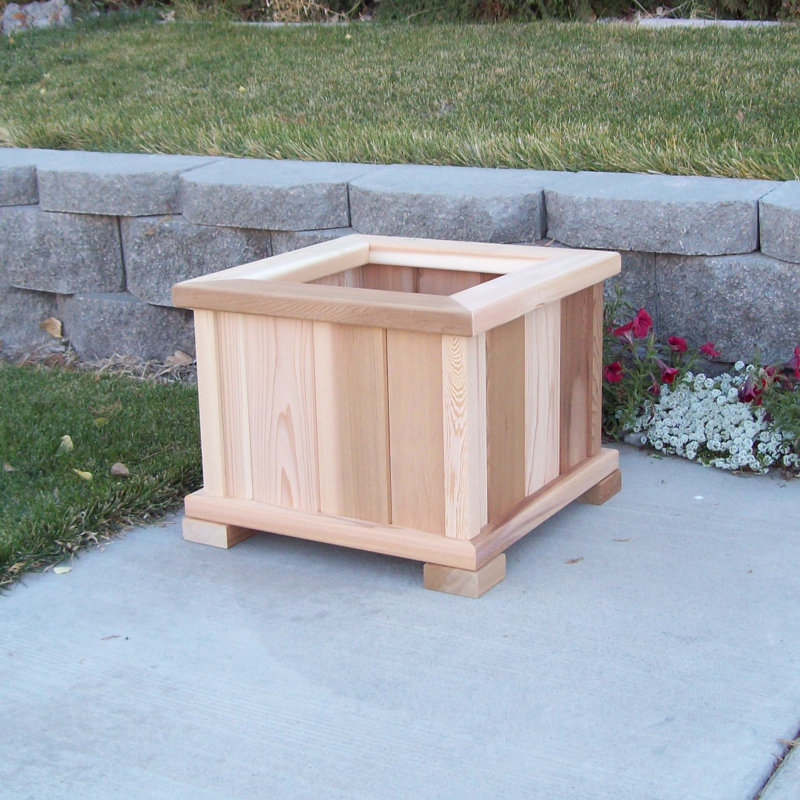 Brandsville Handmade Wood Planter Box, 17" H x 21" W x 21" D, Unstained