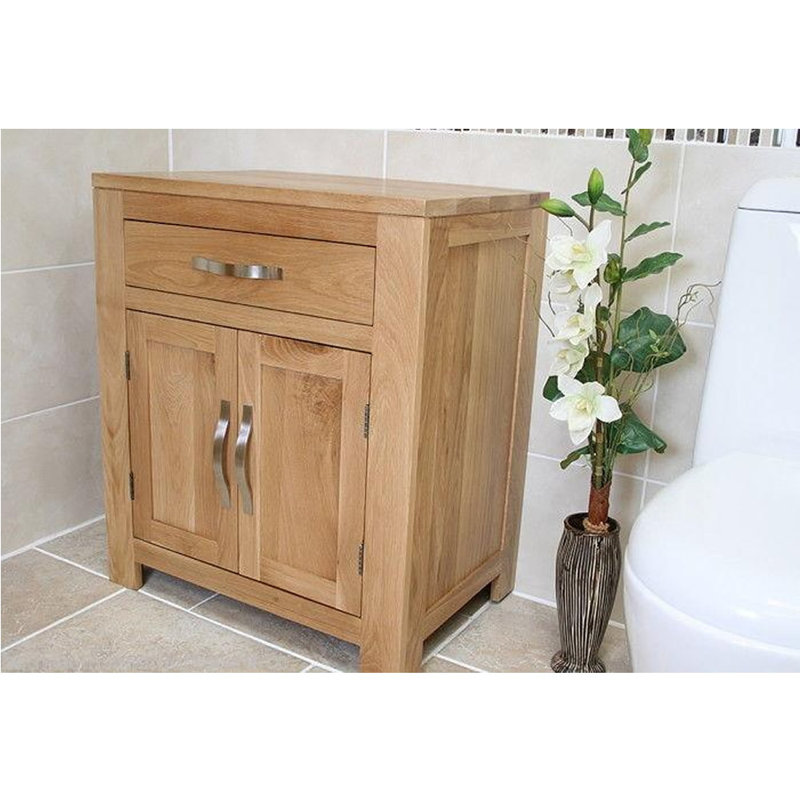 Ximena Solid Wood Bathroom Cabinet, Solid Oak