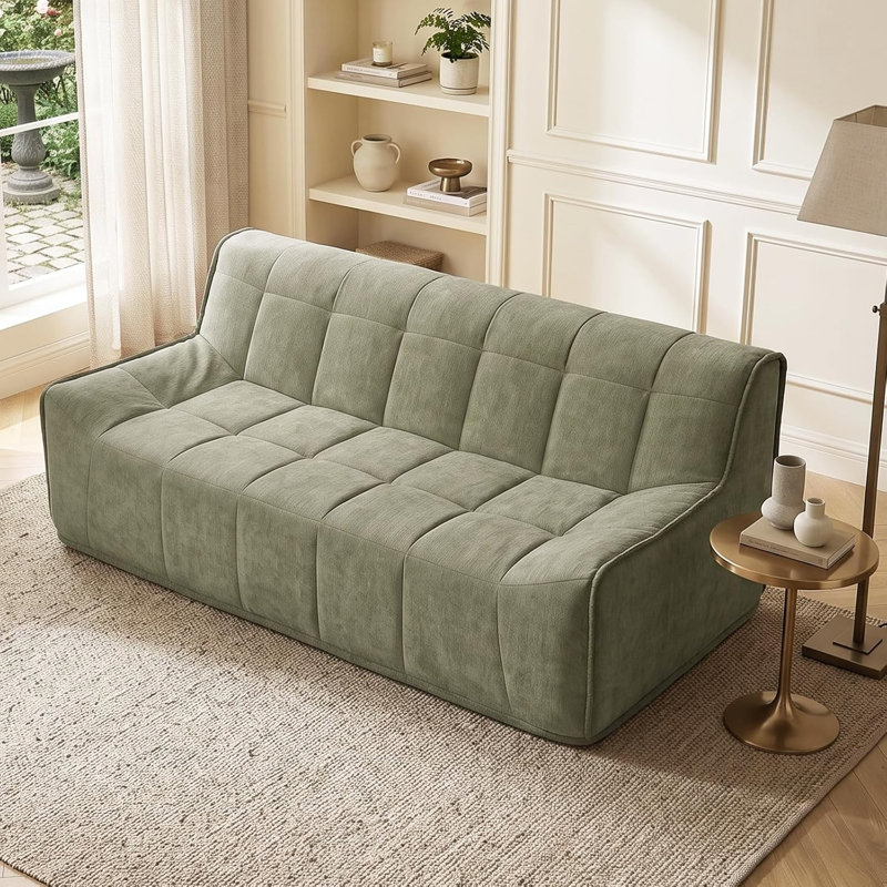 2 Seater Sofa, Green Chenille