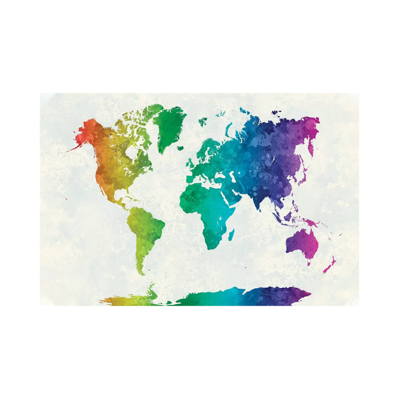 World Map In Watercolour XV by Paul Rommer - Wrapped Canvas Painting, 20.32cm H x 30.48cm W x 1.91cm D