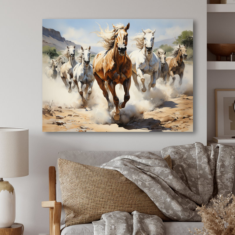 «Cowboy Wild Mustangs Cowboys», reproduction sur métal, H 12 po x l 20 po