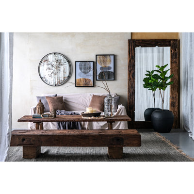 Industrial Wall Decorative Metal Frame Mirror - 31.5x0.7x31.5", Black, 15.8lbs Round For Frame, 31.5x0.7x31.5 Inches,