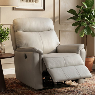 38.5" Modern Luxury Leather Recliner Chair With USB Port For Home Living Room,Light Gray