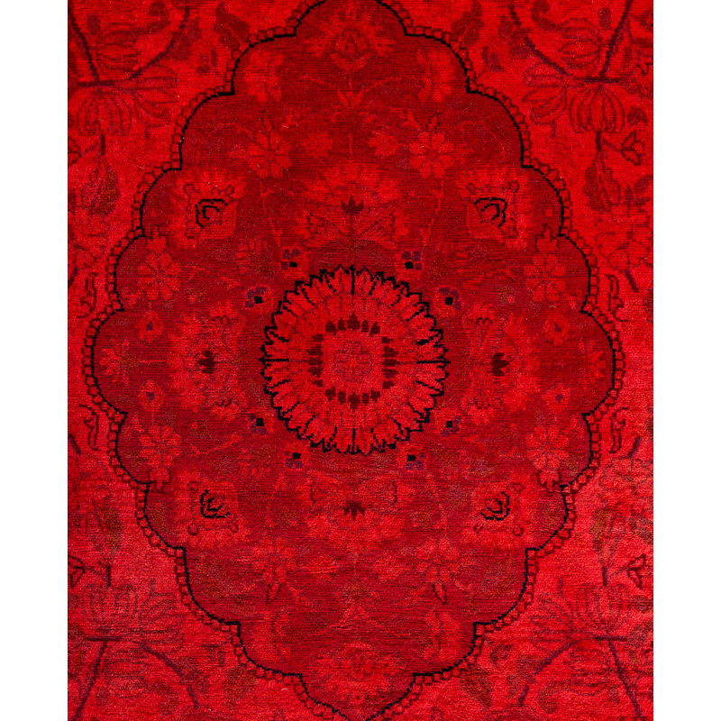 Overdyed Hand-Knotted Wool Modern-Contemporary Pink Area Rug 4' 7" x 7' 5"