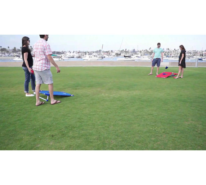Portable Red and Blue PVC Cornhole Game Set with Bean Bags