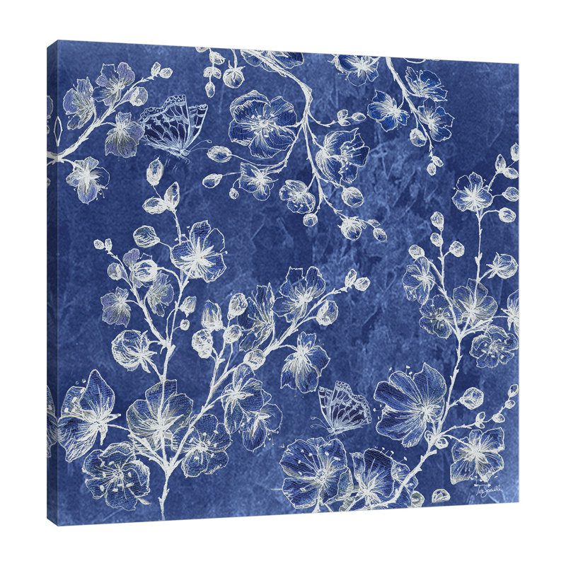 « asian tile fleur » par tre sorelle studios, impression sur toile tendue, H 30 po x l 30 po x P 1,5 po