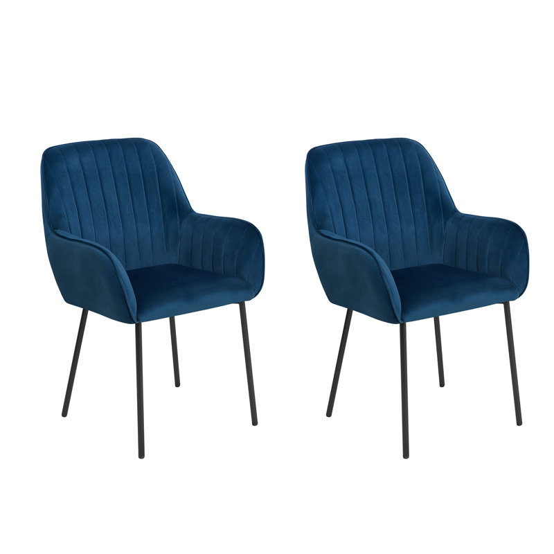 Leah 42cm H Velvet Upholstered Side Chair, Blue