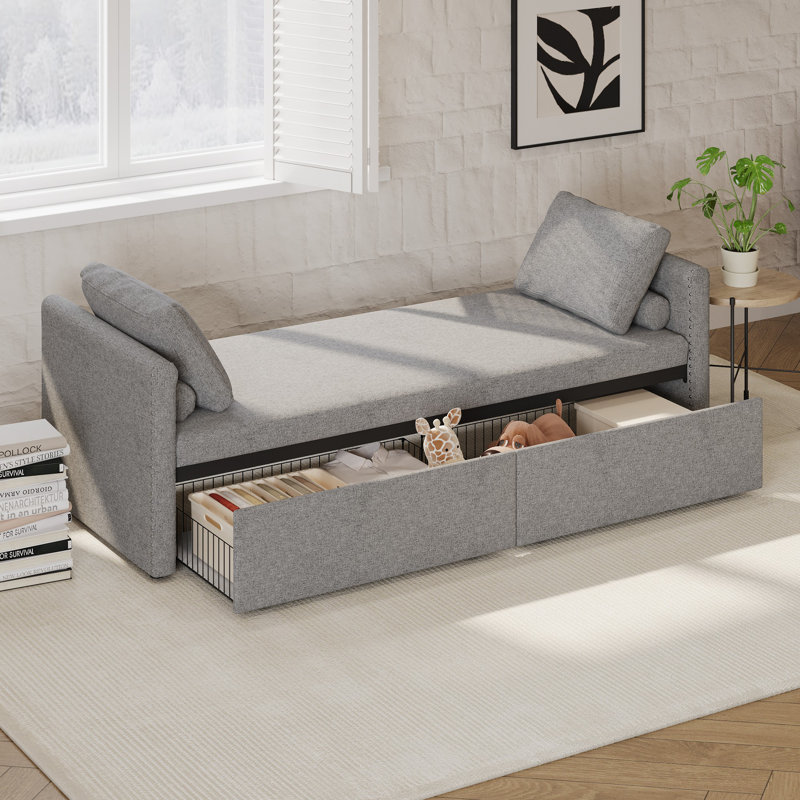 Chaise longue rembourrée Seton, Gris