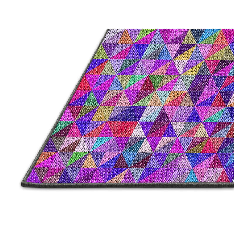 Tapis rose à motif géométrique Kimzey, Rectangle 2 pi x 5 pi