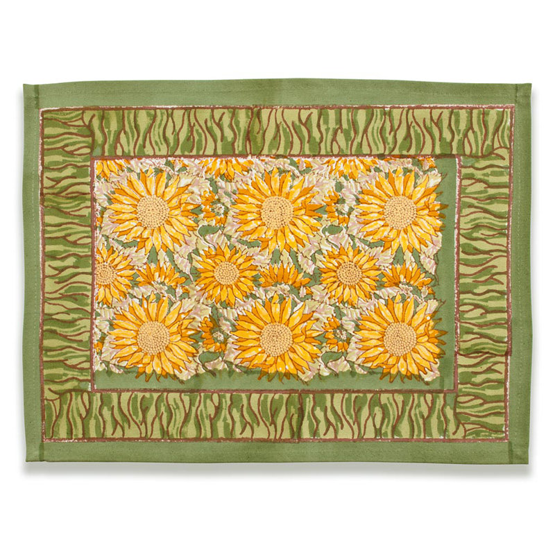 Sunflower 100% Cotton Rectangle Placemats, Green