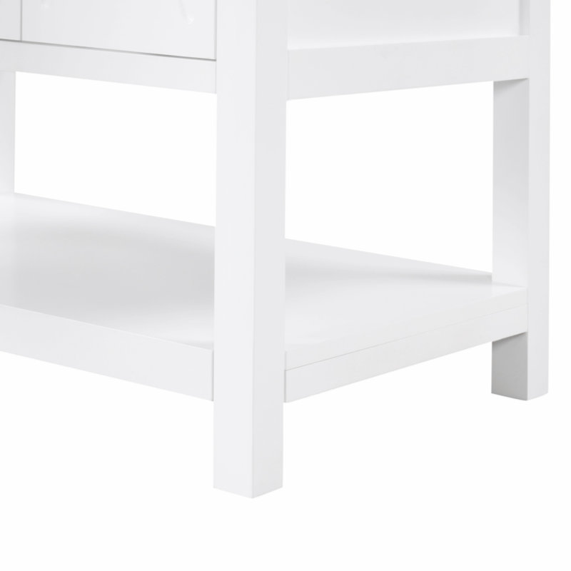 White Ceramic Top Single Sink Freestanding Bathroom Vanity