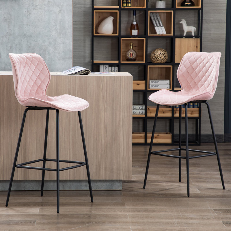 75cm Stool, Black, Salmon Pink