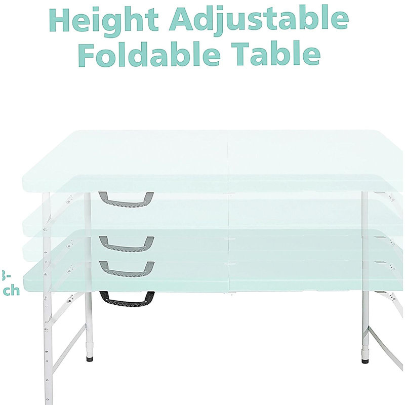 4ft Blue Portable Folding Table Indoor&Outdoor Maximum Weight 135KG Foldable Table for Camping, Blue