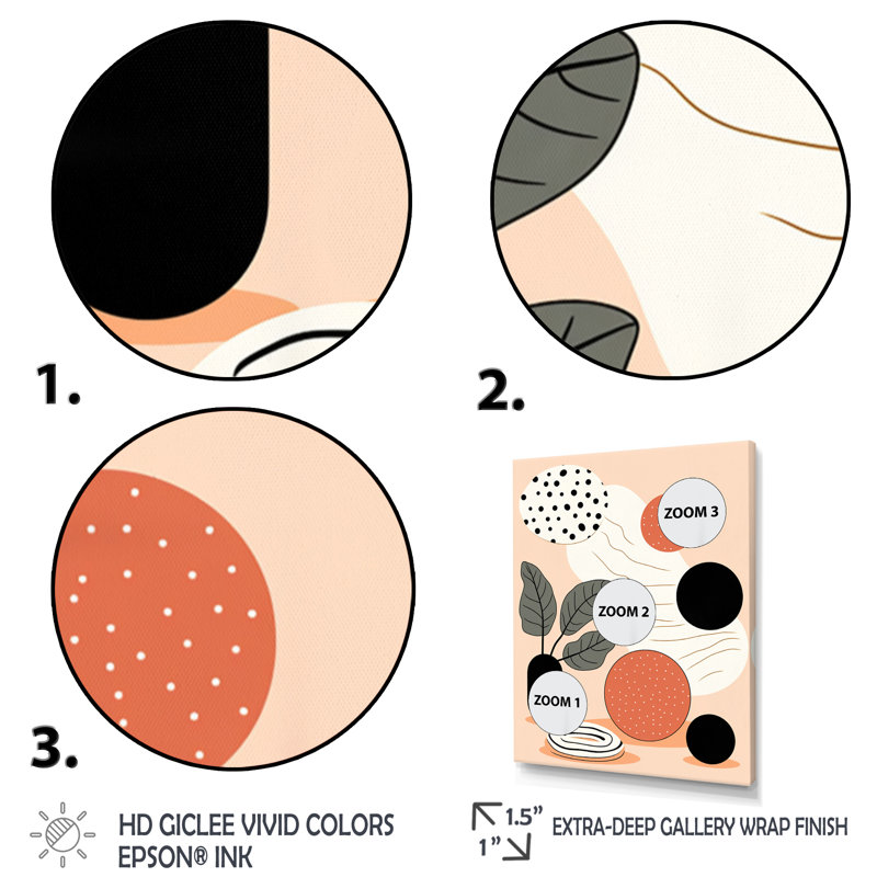 Boho Botanical Abstract - impression, Cadre simple argenté, H 44 po x l 34 po x P 1,5 po