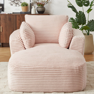 Pink Corduroy Single Seat Chaise Lounge, No Assembly, Soft Touch, Ideal For Relaxing At Home Modern , Spring Package, Great Living Room
