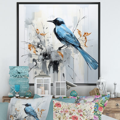 «Blue Bird Minimalisme Flowers», reproduction sur toile