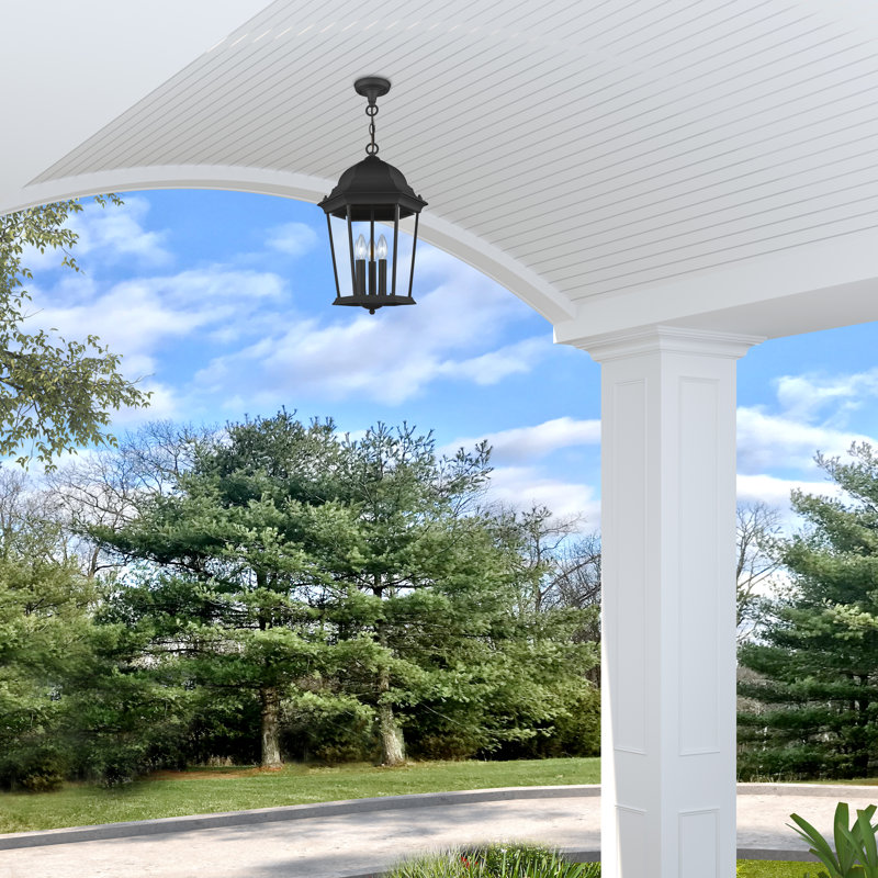 Lanterne suspendue d'extérieur 3 lumières Heaney, H 20 po x l 12,5 po x P 12,5 po, Noir texturé