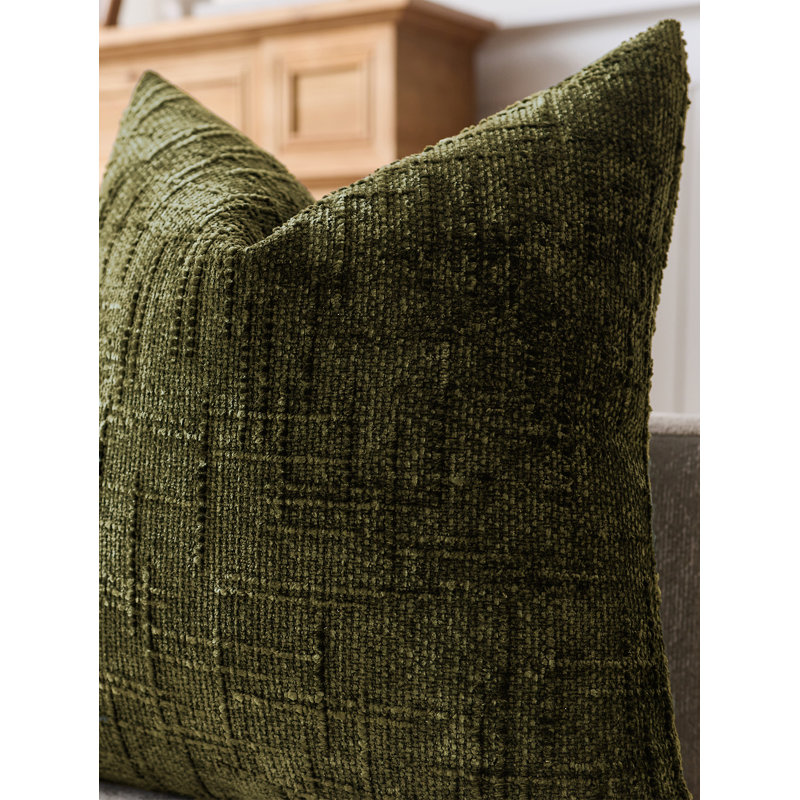 Housses de coussin en chenille texturée, Carré 18 po, Vert sauge