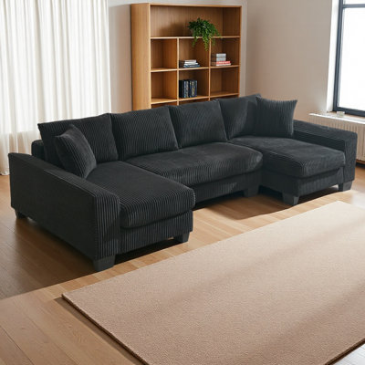 114" Sleeper Sofa,U Shaped Sofa , Pull Out Bed,Convertible Oversize 2 In 1 Sleeper Sofa, Living Room,Upholstery Sofa Bed